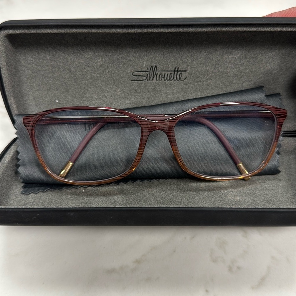 Silhouette SPX 1563 10 6053 Striped Brown Eyeglasses Frames 53-14 130 Austria